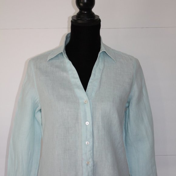 Talbots Irish Linen Button Down Blouse Size 10P - Picture 4 of 9